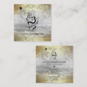 *~* Crystals Hand Snake Moon Magic Boho Gray Vierkante Visitekaartje (Voorkant / Achterkant)