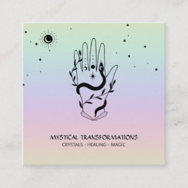 *~* Crystals Hand    SnakeMoon Magic Boho Rainbow Vierkante Visitekaartje