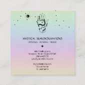 *~* Crystals Hand    SnakeMoon Magic Boho Rainbow Vierkante Visitekaartje (Achterkant)