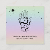 *~* Crystals Hand SnakeMoon Magic Boho Rainbow Vierkante Visitekaartje (Voorkant)
