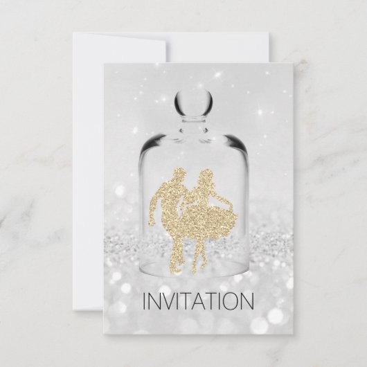 Crystals HoeDown Country Party Grey Gold Glitter Kaart (Voorkant)