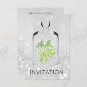 Crystals HoeDown Country Party Grey Green Glitter Kaart (Voorkant / Achterkant)