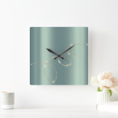 Crystals Mint Infinity Gold. Elegant Minimali Vierkante Klok (Huis)