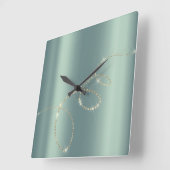 Crystals Mint Infinity Gold. Elegant Minimali Vierkante Klok (Hoek)