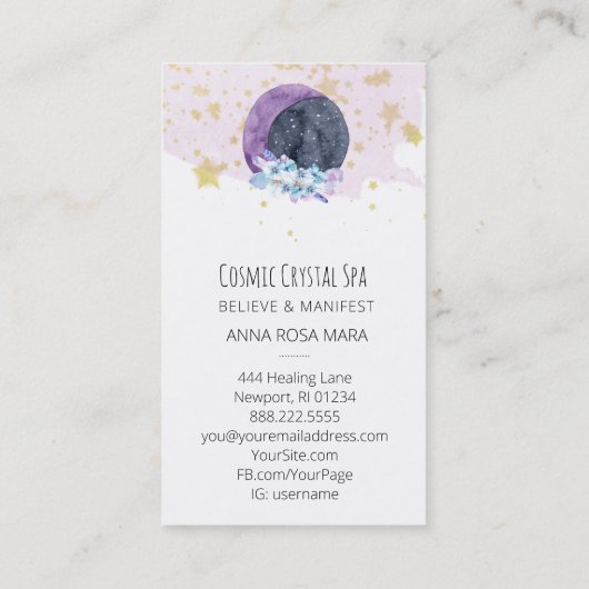 *~* Crystals Moon Sky Cosmos Stars Universe Visitekaartje (Achterkant)