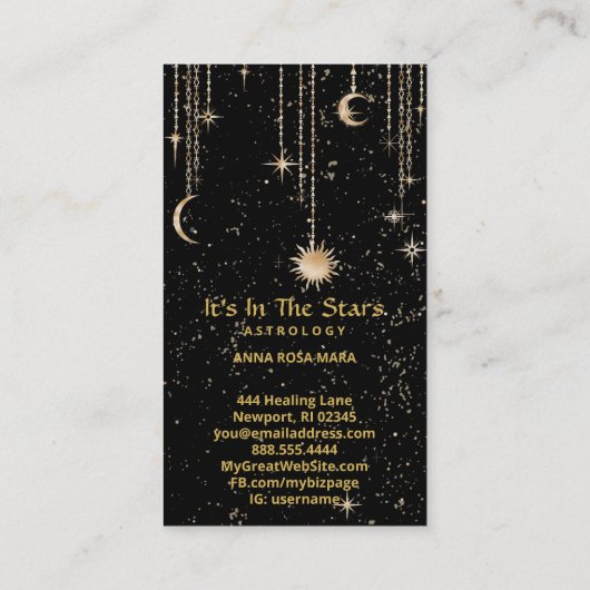 *~* Crystals Moon Stars Sun Astrologie Visitekaartje (Achterkant)