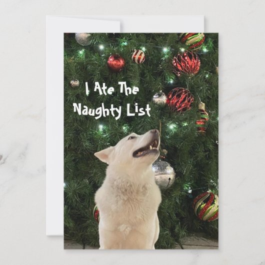 Crystal's Naughty List - Husky Dog Christmas Flat Feestdagenkaart (Voorkant)