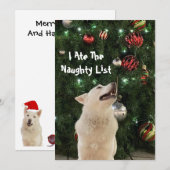 Crystal's Naughty List - Husky Dog Christmas Flat Feestdagenkaart (Voorkant / Achterkant)
