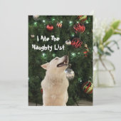 Crystal's Naughty List - Husky Dog Christmas Flat Feestdagenkaart (Staand voorkant)