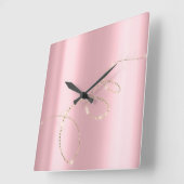 Crystals Pinnk Infinity Gold. Elegant Minimali Vierkante Klok (Hoek)