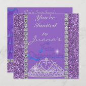 CRYSTALS Quinceanera INVITATIONS PAARS Kaart (Voorkant / Achterkant)
