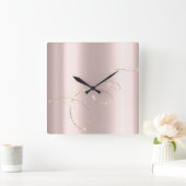 Crystals Roos Infinity Gold. Elegant Blush Vierkante Klok (Huis)