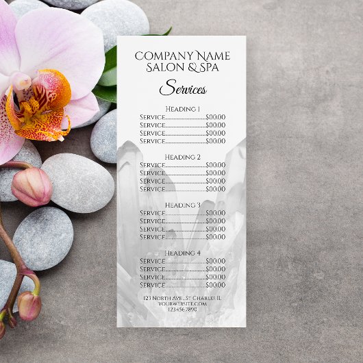 Crystals Spa Salon Service Menu