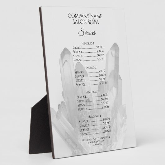 Crystals Spa Salon Services Menu Fotoplaat (Zijkant)