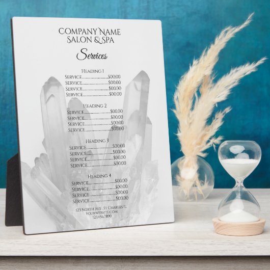 Crystals Spa Salon Services Menu Fotoplaat (Zijkant)