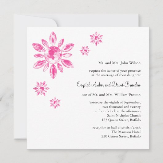 Crystal's Wedding Invitation (wit) Kaart (Voorkant)