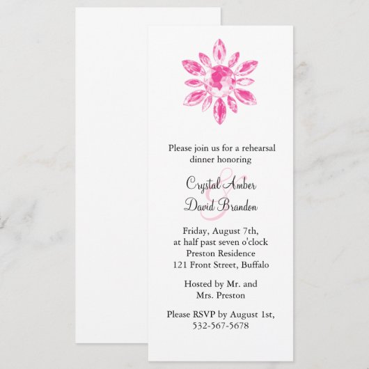 Crystal's Wedding Rehearsal Dinner Invitation Kaart (Voorkant / Achterkant)