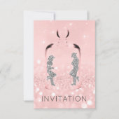 Crystals Western Land Partij Glitter Pink Grey Kaart (Voorkant)