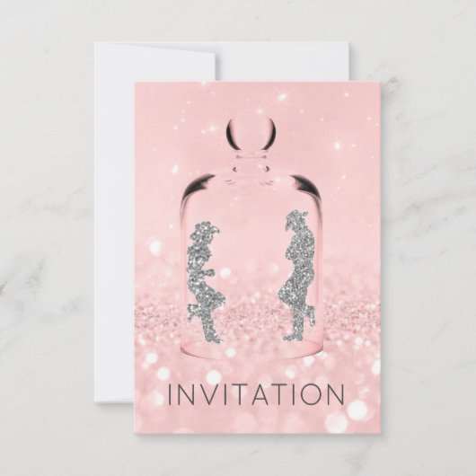 Crystals Western Land Partij Glitter Pink Grey Kaart (Voorkant)