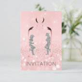 Crystals Western Land Partij Glitter Pink Grey Kaart (Staand voorkant)