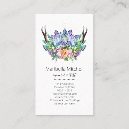 Crystals Yoga Energy Healer Psychic Reiki Spa Visitekaartje (Achterkant)