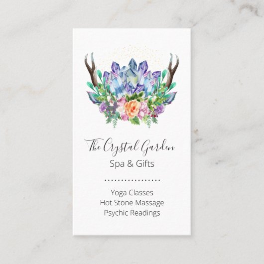 Crystals Yoga Energy Healer Psychic Reiki Spa Visitekaartje (Voorkant)
