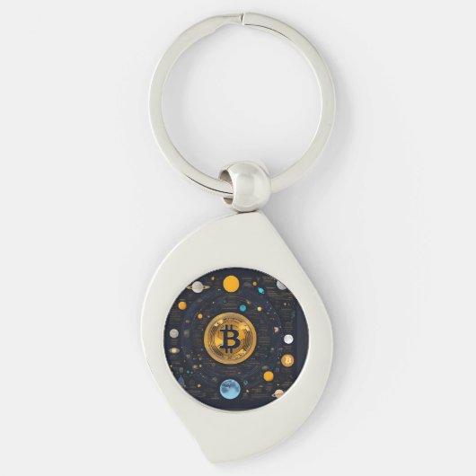 Crytpo - Bitcoin shirt - Maantijd AI Sleutelhanger (Voorkant)
