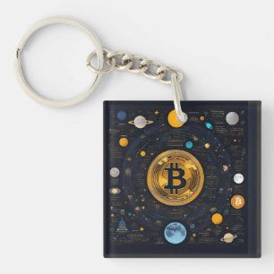 Crytpo - Bitcoin shirt - Maantijd AI Sleutelhanger