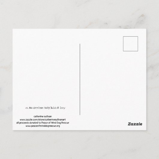 Cs. 80 waterverf schilderen Xmas pups Briefkaart (Achterkant)