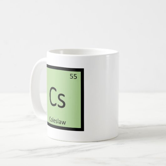 Cs - Coleslaw Chemistry Periodic Table Symbol Koffiemok (Voorkant links)
