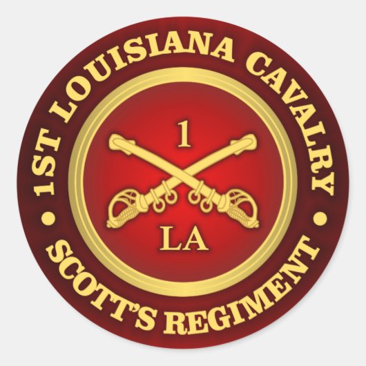 CSC - 1e Louisiana Cavalerie Ronde Sticker (Voorkant)