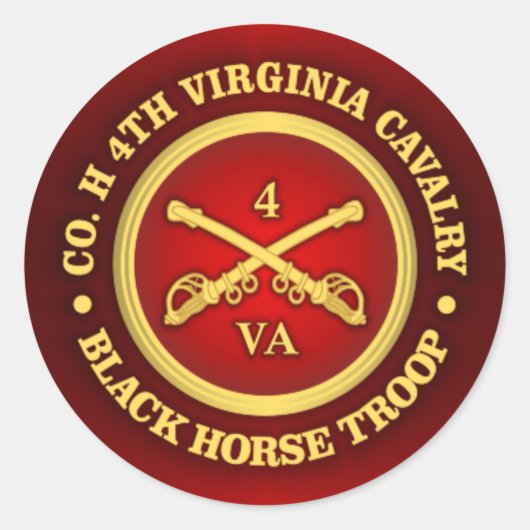 CSC - 4th Virginia Cavalry (Black Horse Troop) Ronde Sticker (Voorkant)