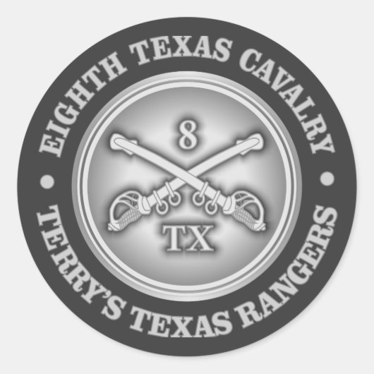 CSC - 8th Texas Cavalry Ronde Sticker (Voorkant)