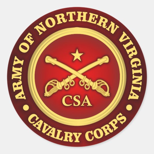 CSC - Leger van het Noord-Virginia Cavalry Corps Ronde Sticker (Voorkant)