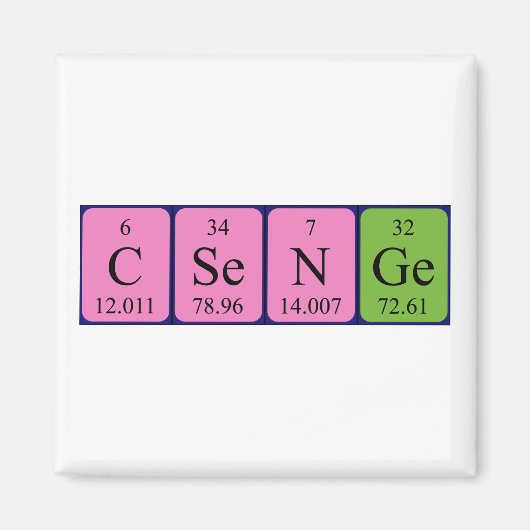 Csenge periodieke lijstnaam magnenet magneet (Voorkant)