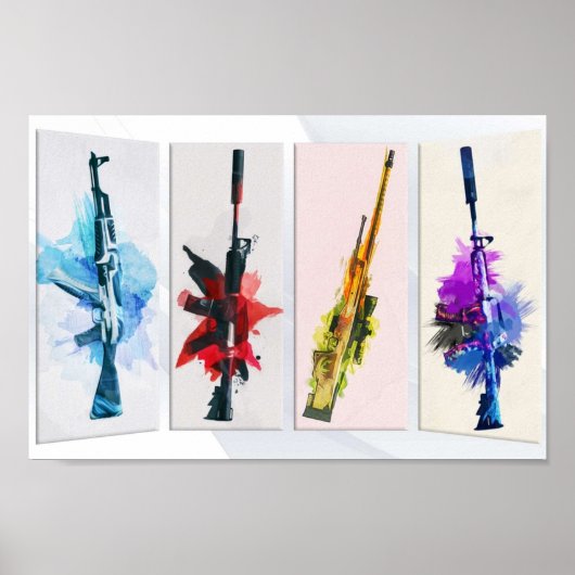 CSGO Watercolor weapons Poster (Voorkant)