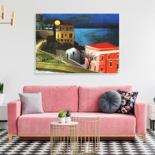 Csontvariatie - Volledige maan in Taormina (detail Canvas Afdruk (Insitu (Woonkamer))