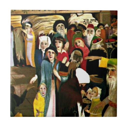 Csontvary - Bij de Klaagmuur in Jeruzalem Tegeltje (Voorkant)