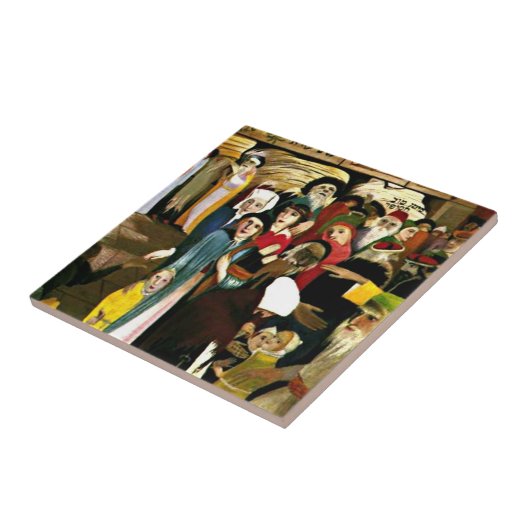 Csontvary - Bij de Klaagmuur in Jeruzalem Tegeltje (Zijkant)