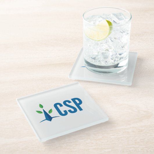 CSP eenvoudige logo Glazen Onderzetter (Schuin)