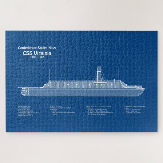 CSS Virginia - Scheepsblauwdruk Plannen ABD Legpuzzel (Horizontaal)