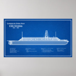 CSS Virginia - Scheepsblauwdruk Plannen ABD Poster