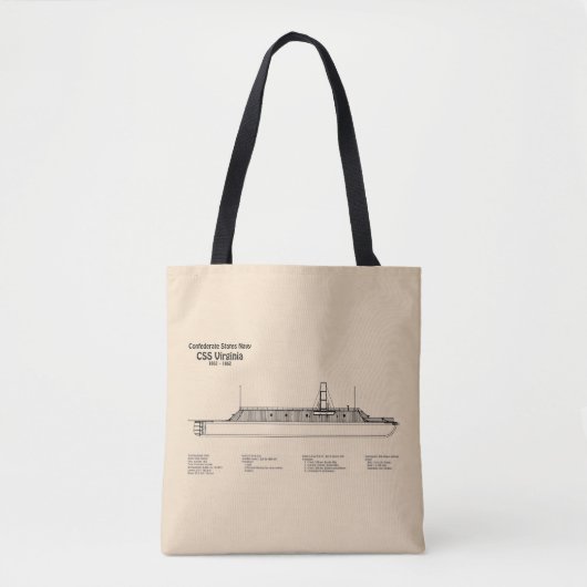 CSS Virginia - Scheepsblauwdruk Plannen SD Tote Bag (Voorkant)