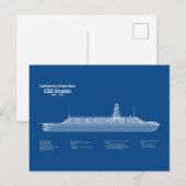 CSS Virginia - Scheepsblauwdrukplannen ABD Briefkaart (Voorkant / Achterkant)