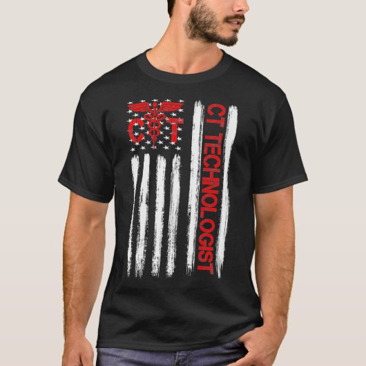 CT Scan Technoloog American Flag Patriotic Radio T-shirt (Voorkant)