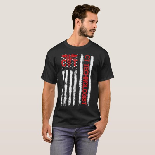 CT Scan Technoloog American Flag Patriotic Radio T-shirt (Voorkant volledig)