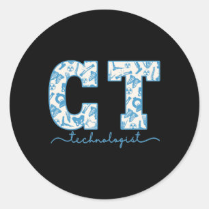 CT Tech CAT Scan Tech Skelet Radiologie Afdeling Ronde Sticker