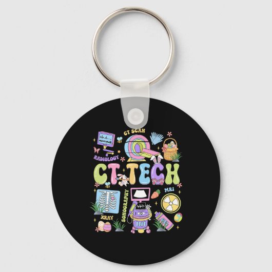 Ct Tech Gelukkig Pasen Hoppy Ct Scan Technoloog Sleutelhanger (Voorkant)