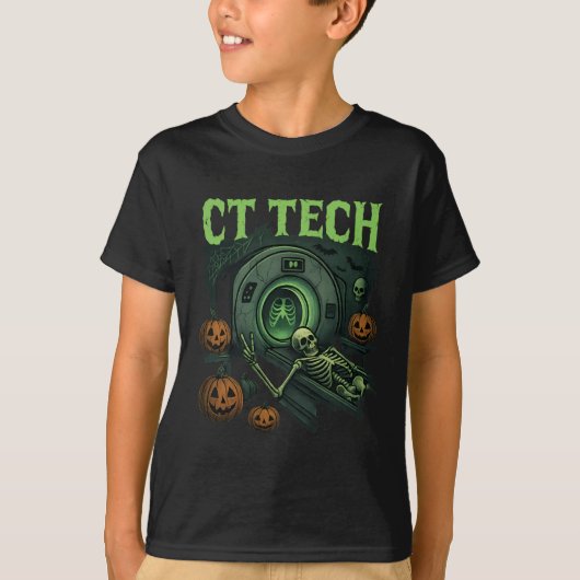 CT Tech Skeleton Grappig Halloween MRI Technician  T-shirt (Voorkant)