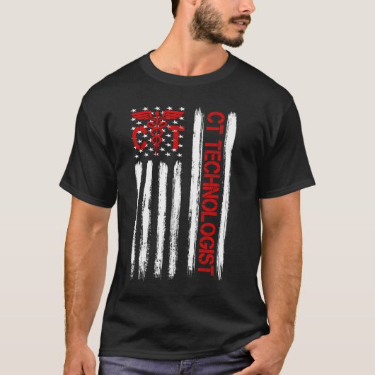 CT Technoloog Amerikaans vlagpatriottisch medicijn T-shirt (Voorkant)